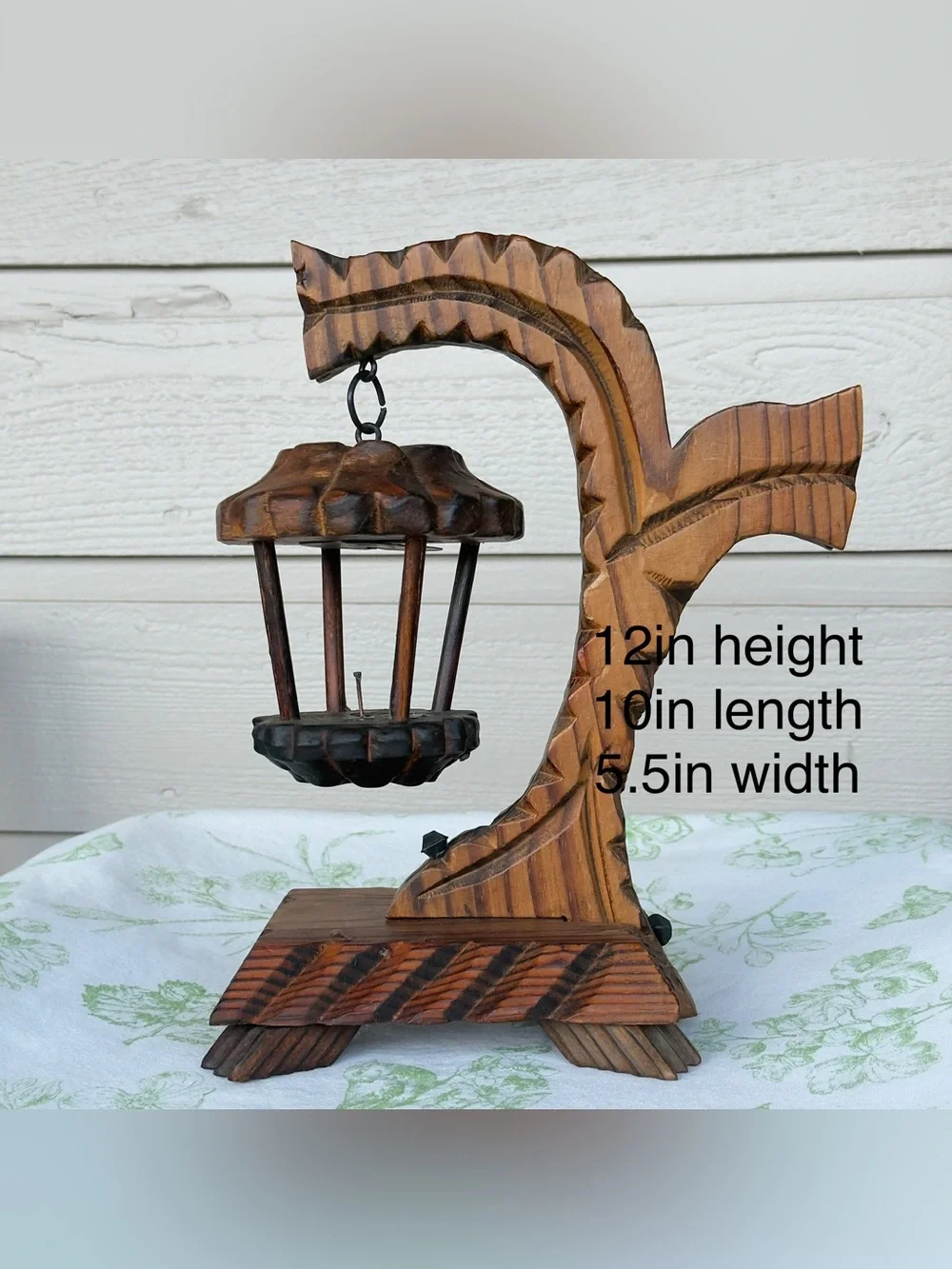 Vintage Mid-Century Castle Core Spanish Handcarved Wooden Candle Holder Folk Art